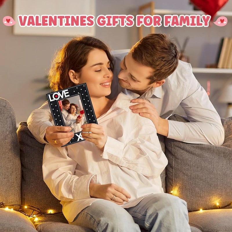 FLYAB Black Love Picture Frame 4x6 Valentines Day Pictrue Frames Leather Photo Frame for Tabletop Valentines Day Gifts for Couple Men Family - Image 4